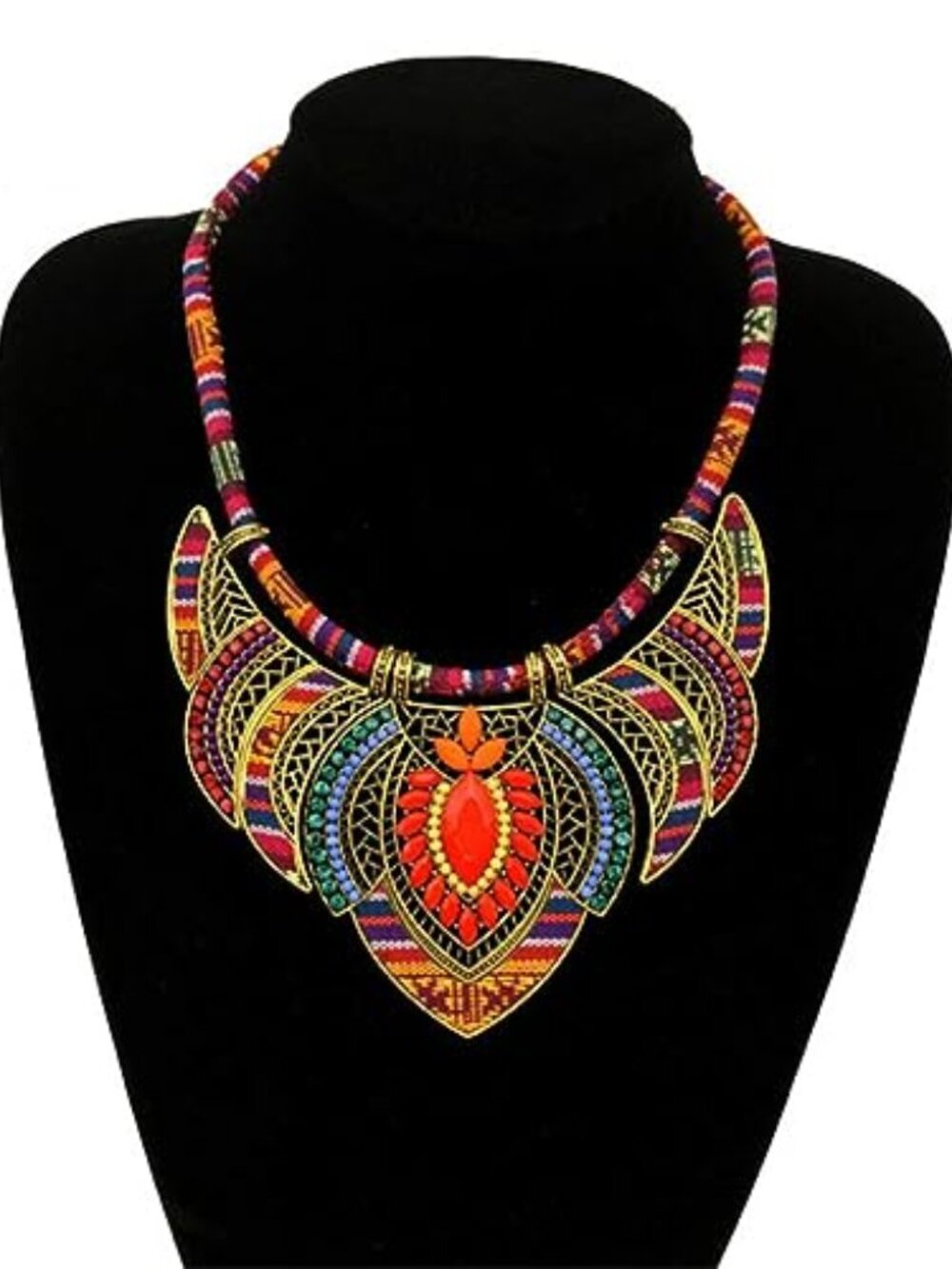 New - Ethnic Style Chunky Colorful Collar‎ Festival Tribal Beaded Boho Choker